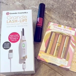 lash curler,lash serum, brow serum, two mascaras